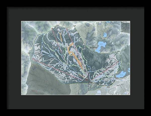 Brighton Ski Trail Map - Framed Print - Powderaddicts