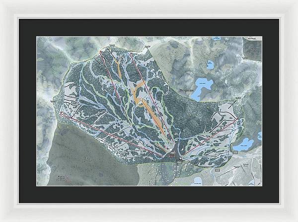 Brighton Ski Trail Map - Framed Print - Powderaddicts