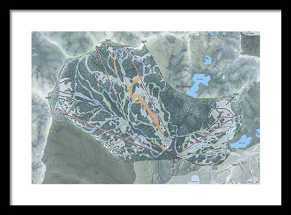 Brighton Ski Trail Map - Framed Print - Powderaddicts