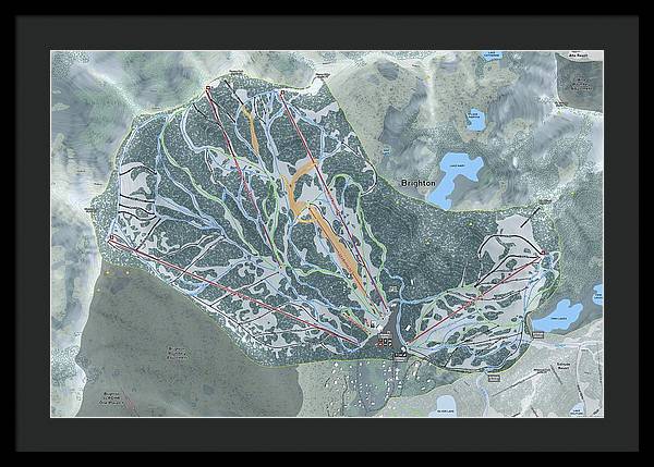 Brighton Ski Trail Map - Framed Print - Powderaddicts