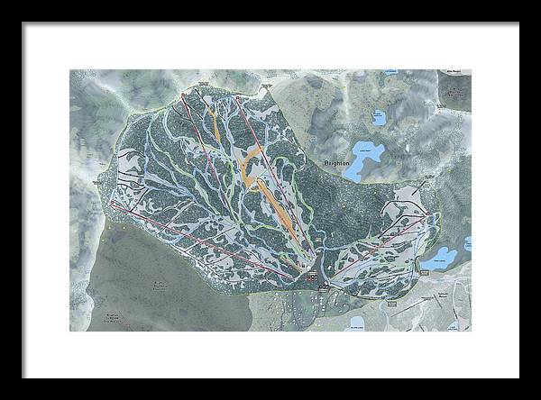 Brighton Ski Trail Map - Framed Print - Powderaddicts