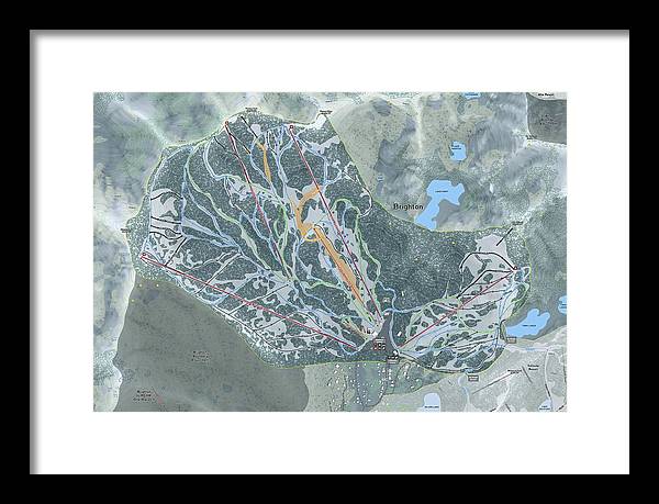 Brighton Ski Trail Map - Framed Print - Powderaddicts