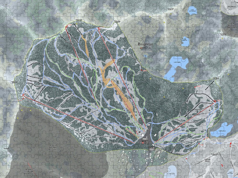 Brighton, Utah Ski Trail Map - Puzzle - Powderaddicts