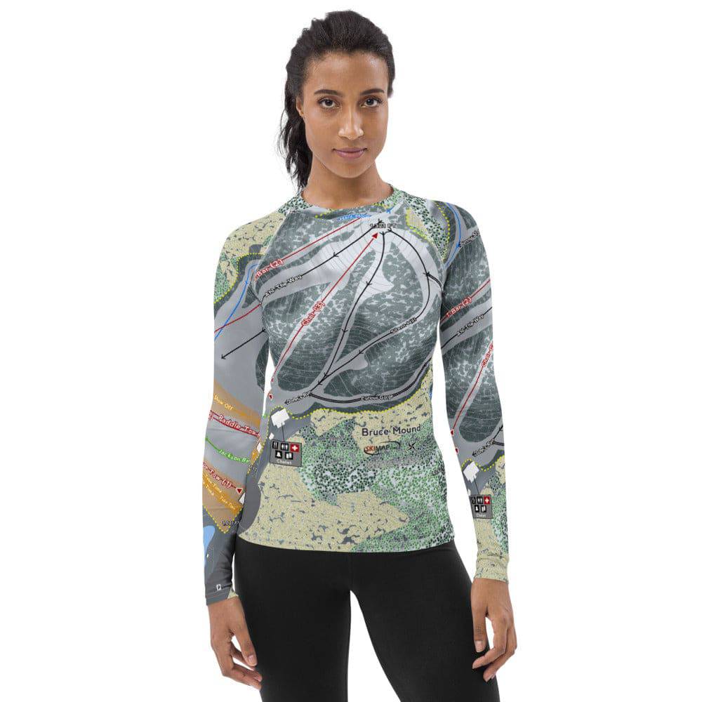 Bruce Mound, Wisconsin Ski Trail Map Women&#39;s Base Layer Top - Powderaddicts