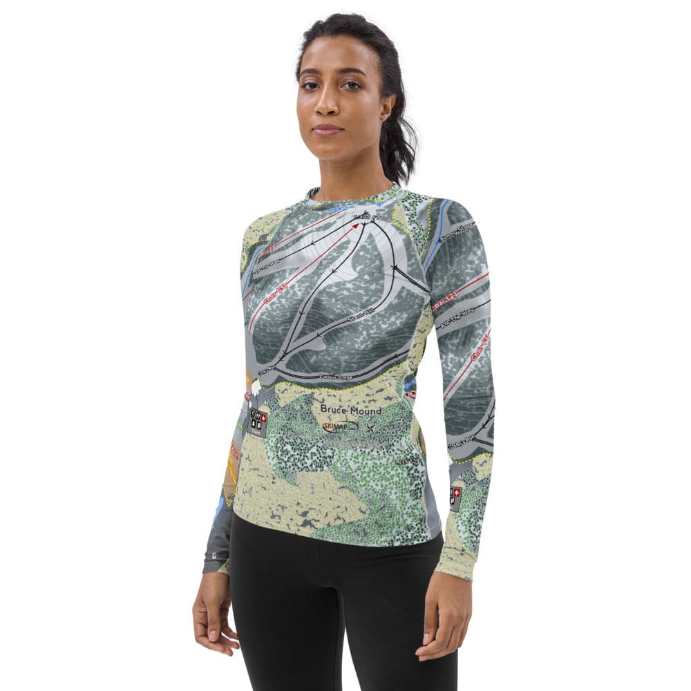 Bruce Mound, Wisconsin Ski Trail Map Women's Base Layer Top - Powderaddicts