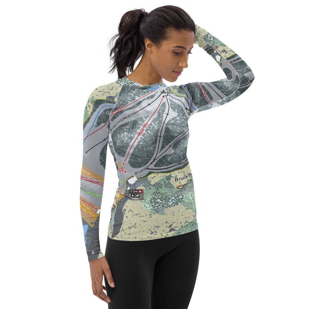 Bruce Mound, Wisconsin Ski Trail Map Women's Base Layer Top - Powderaddicts