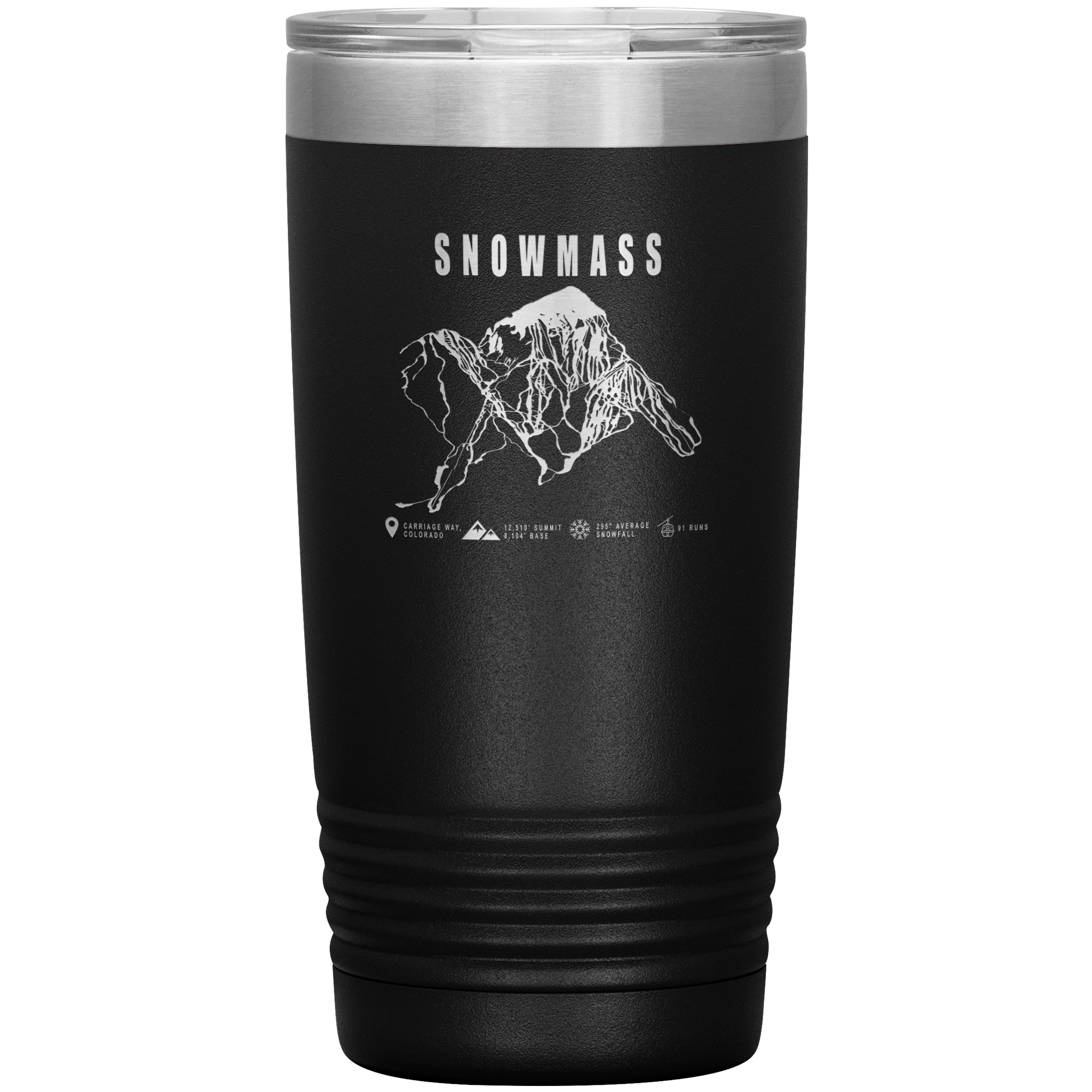 Snowmass Colorado Ski Trail Map 20oz Tumbler - Powderaddicts