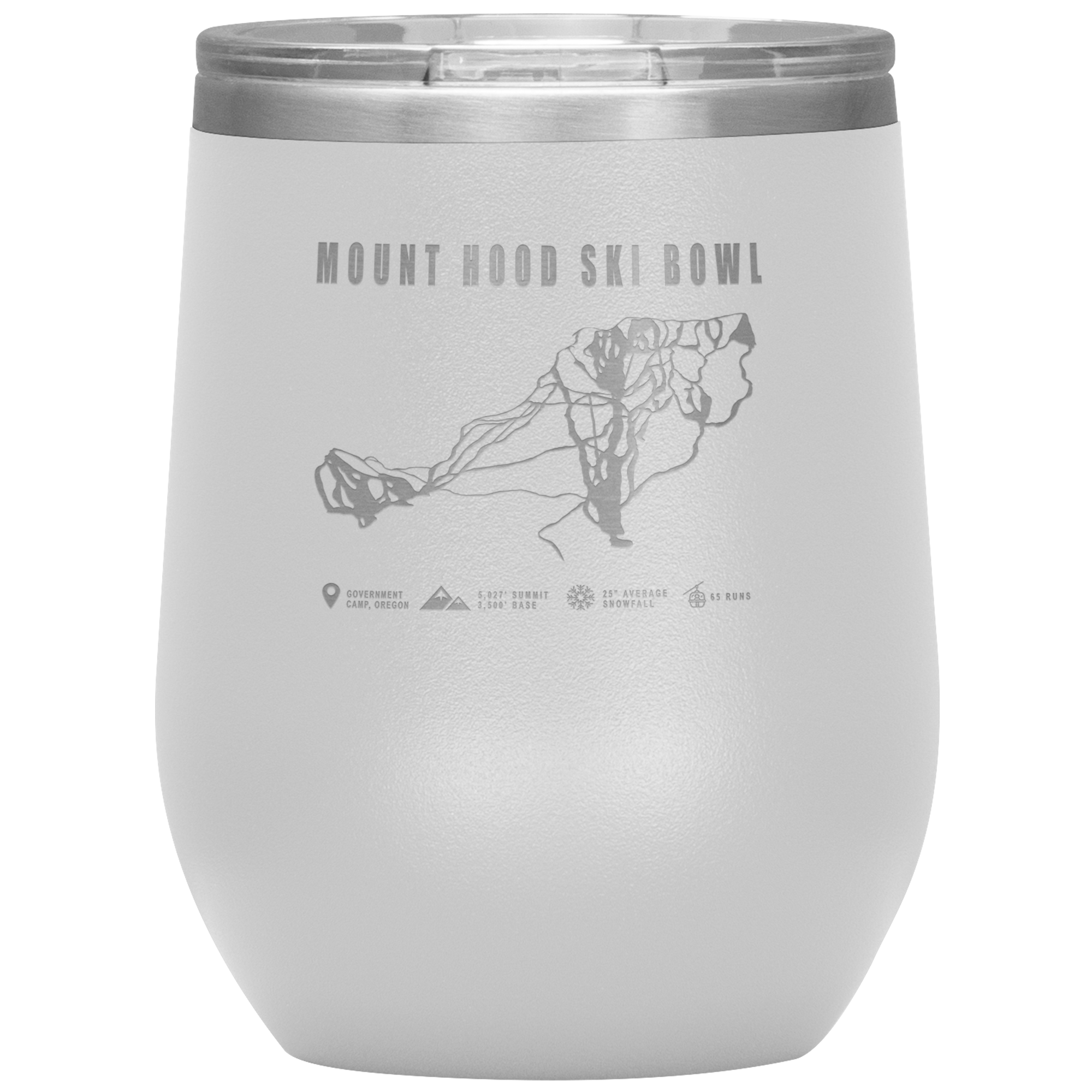 Mount Hood Ski Bowl, Oregon Ski Trail Map Wine 12oz Tumbler - Powderaddicts