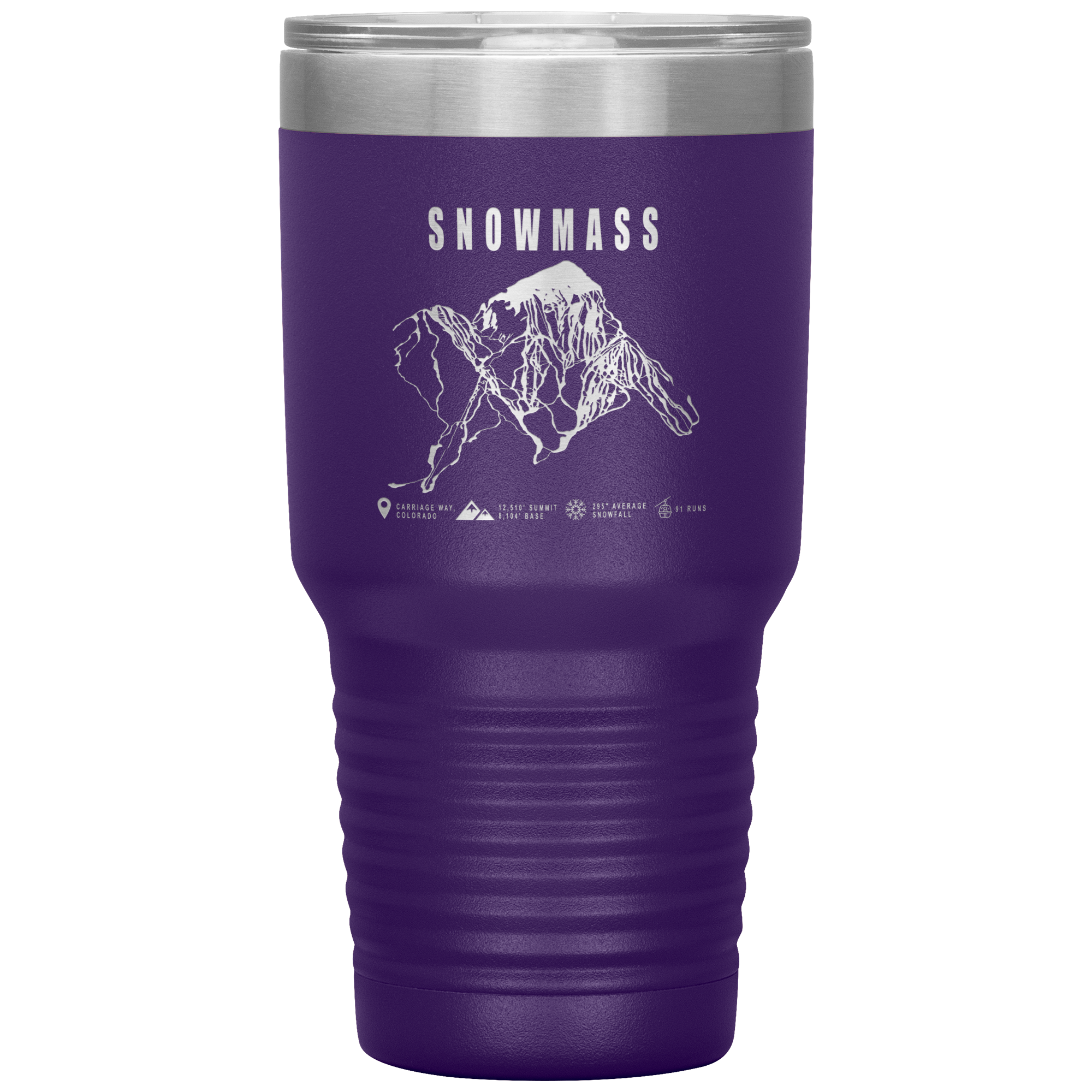 Snowmass Colorado Ski Trail Map 30oz Tumbler - Powderaddicts