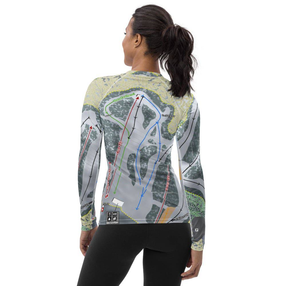 Camp 10, Wisconsin Ski Trail Map Women's Base Layer Top - Powderaddicts