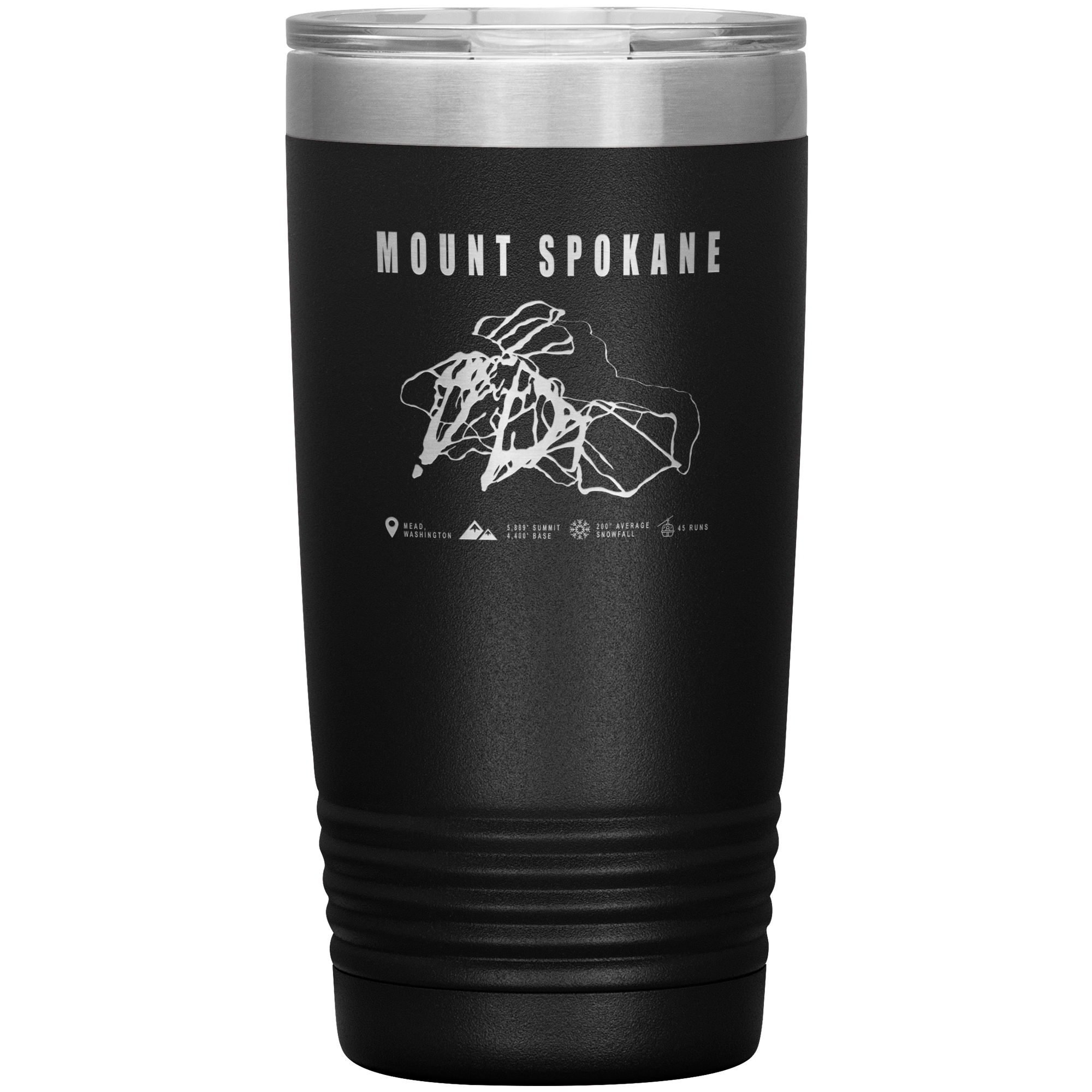 Mount Spokane, Washington Ski Trail Map 20oz Tumbler - Powderaddicts