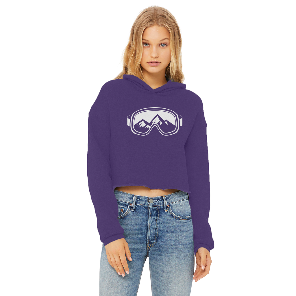 Ski Goggles Ladies Cropped Raw Edge Hoodie - Powderaddicts