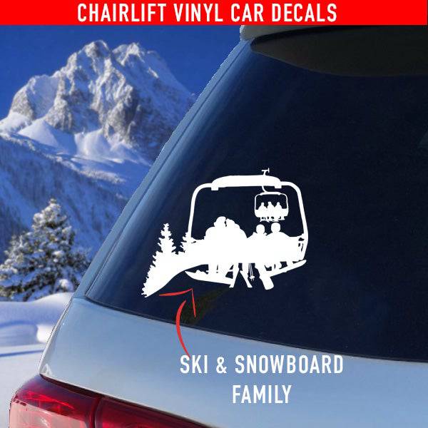 Chairlift Ski & Snowboard Car Decals - Family / Couples - Powderaddicts