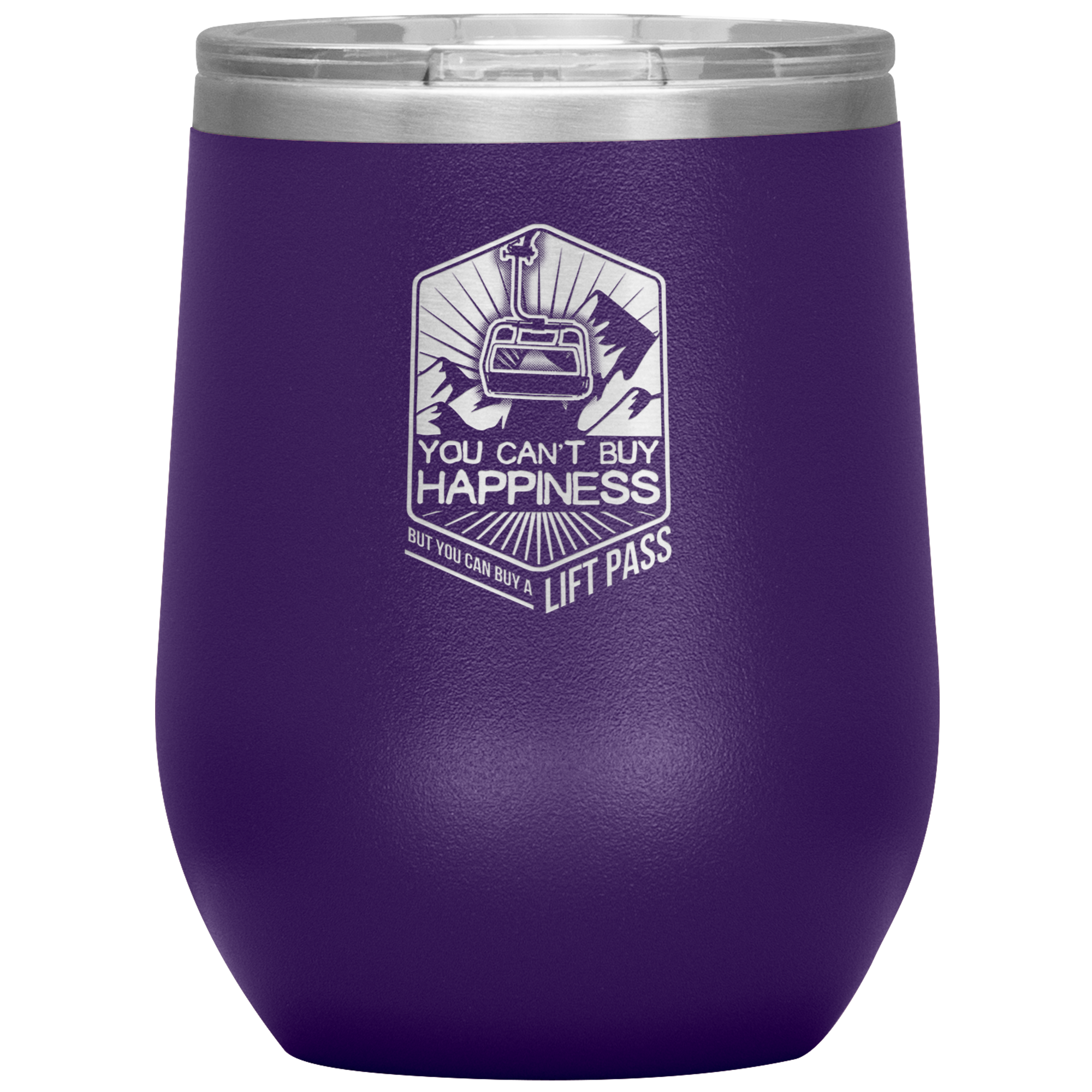 You Can't Buy Happiness But You Can Buy A Lift Pass Wine 12oz Tumbler - Powderaddicts