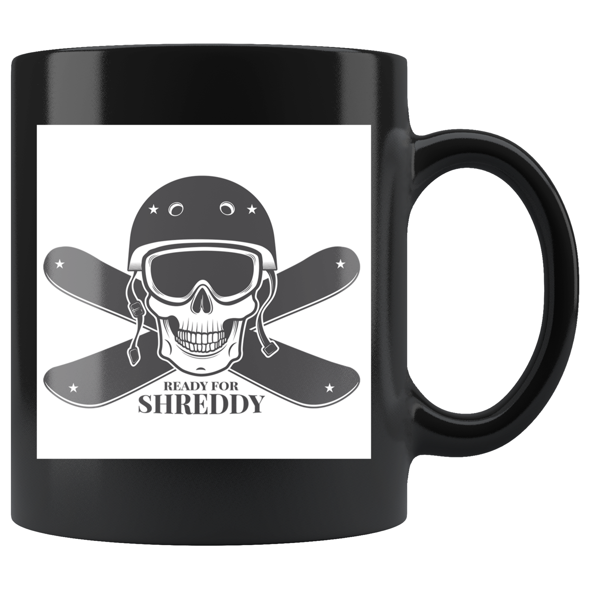 Ready For Shreddy Skeleton Skis Mugs - Powderaddicts