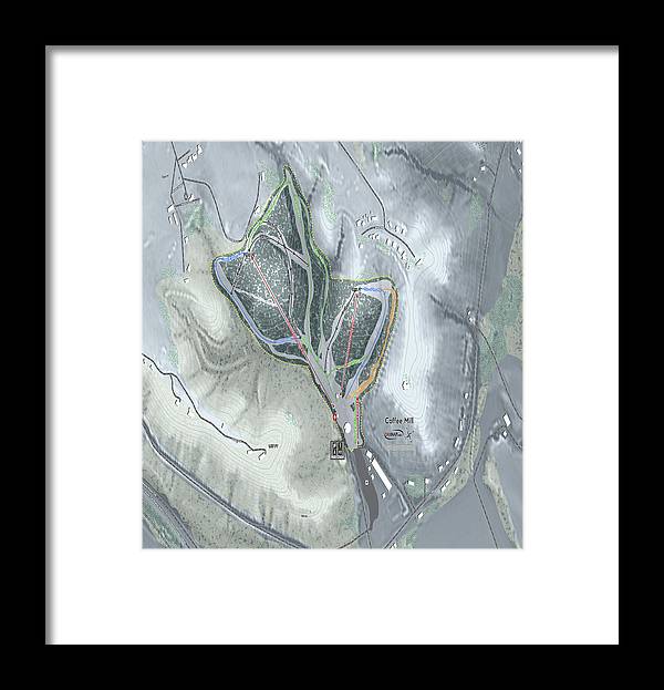 Coffee Mill Ski Trail Map - Framed Print - Powderaddicts