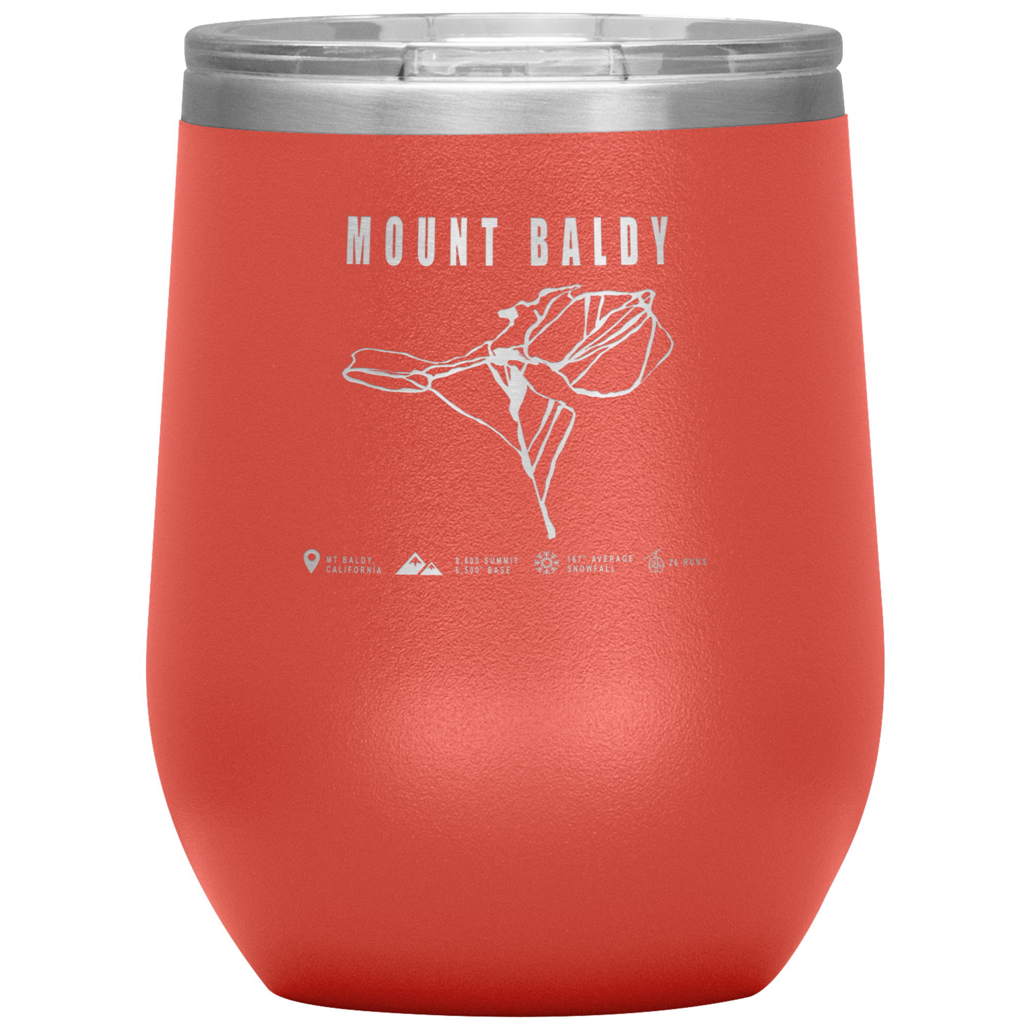 Mount Baldy, California Ski Trail Map Wine 12oz Tumbler - Powderaddicts