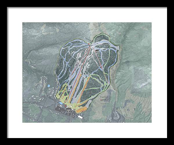 Cranmore Mountain Ski Trail Map - Framed Print