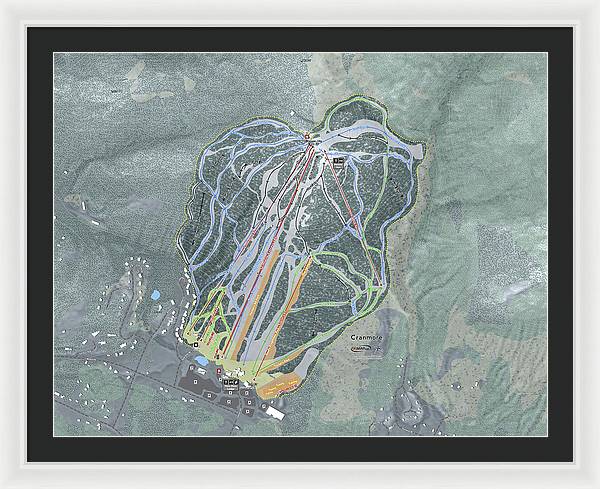 Cranmore Mountain Ski Trail Map - Framed Print