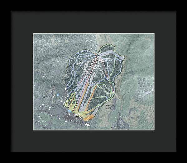 Cranmore Mountain Ski Trail Map - Framed Print