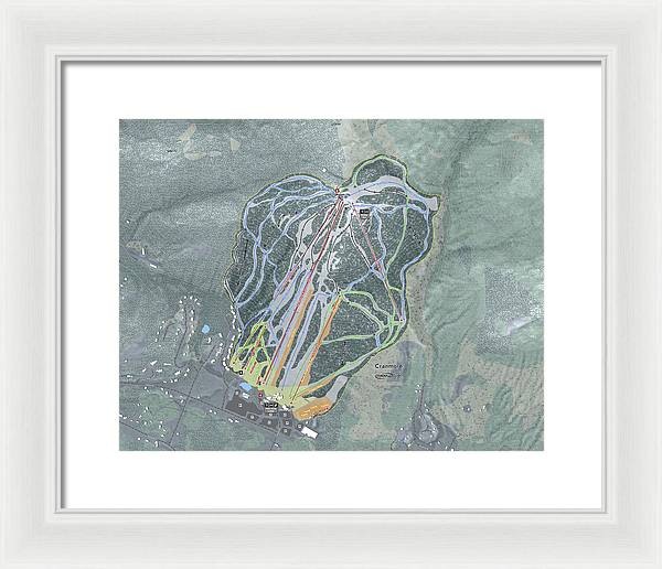 Cranmore Mountain Ski Trail Map - Framed Print