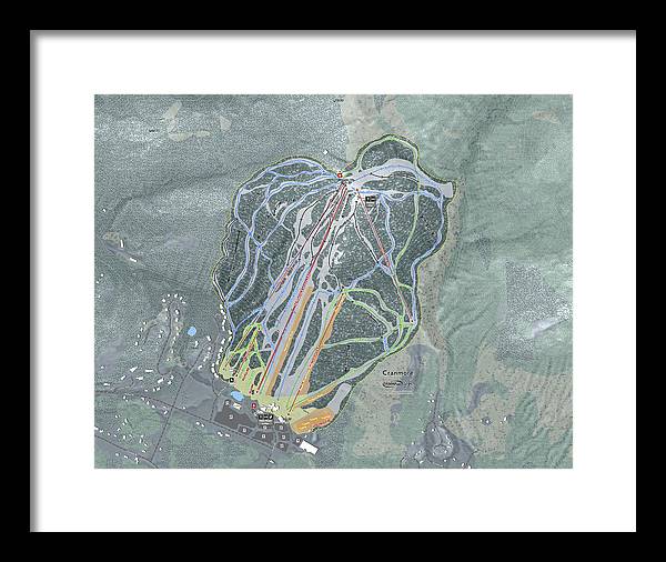 Cranmore Mountain Ski Trail Map - Framed Print