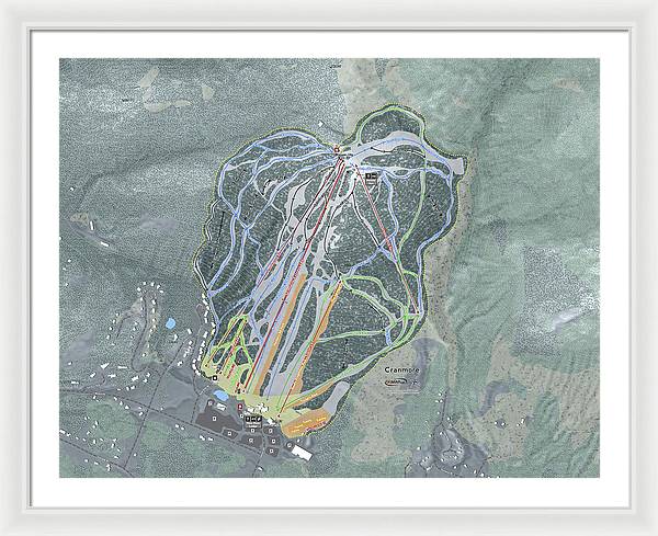 Cranmore Mountain Ski Trail Map - Framed Print