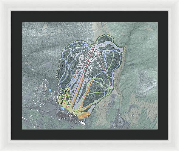 Cranmore Mountain Ski Trail Map - Framed Print