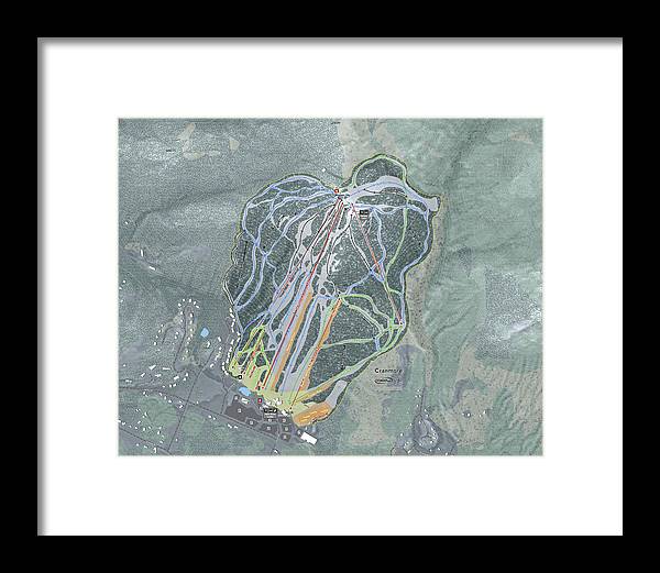 Cranmore Mountain Ski Trail Map - Framed Print