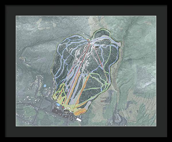 Cranmore Mountain Ski Trail Map - Framed Print