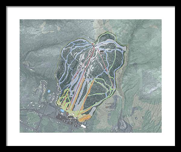 Cranmore Mountain Ski Trail Map - Framed Print