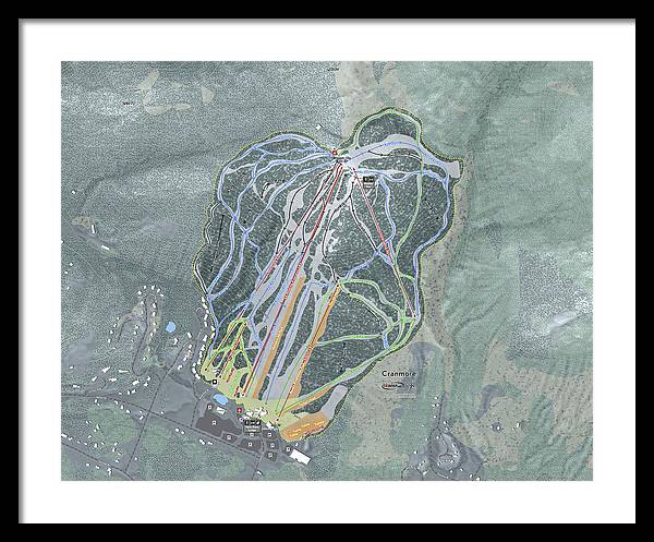 Cranmore Mountain Ski Trail Map - Framed Print