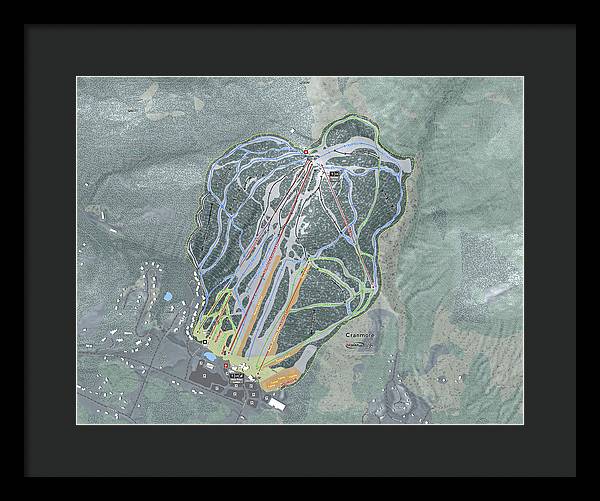 Cranmore Mountain Ski Trail Map - Framed Print