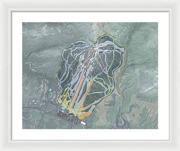 Cranmore Mountain Ski Trail Map - Framed Print