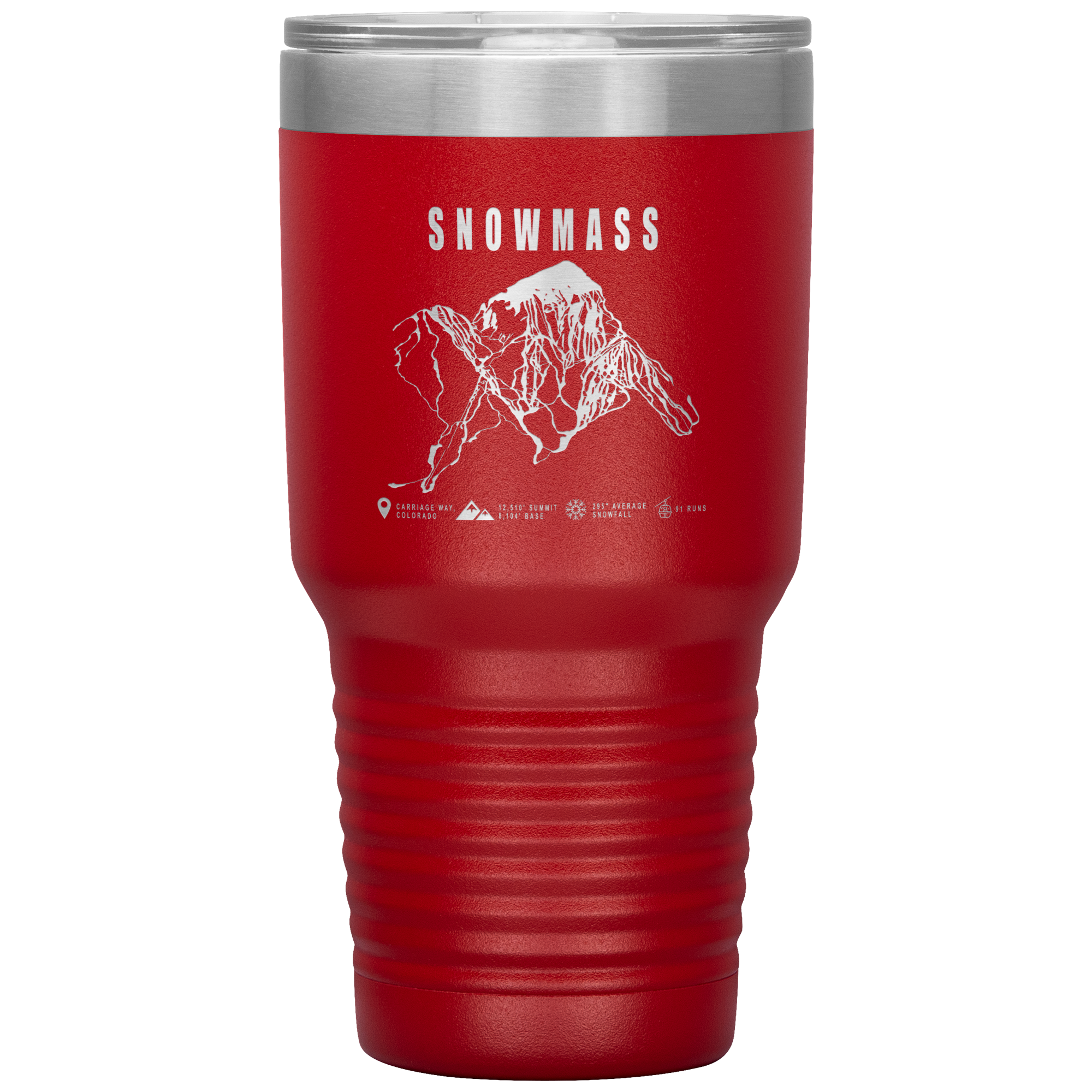 Snowmass Colorado Ski Trail Map 30oz Tumbler - Powderaddicts