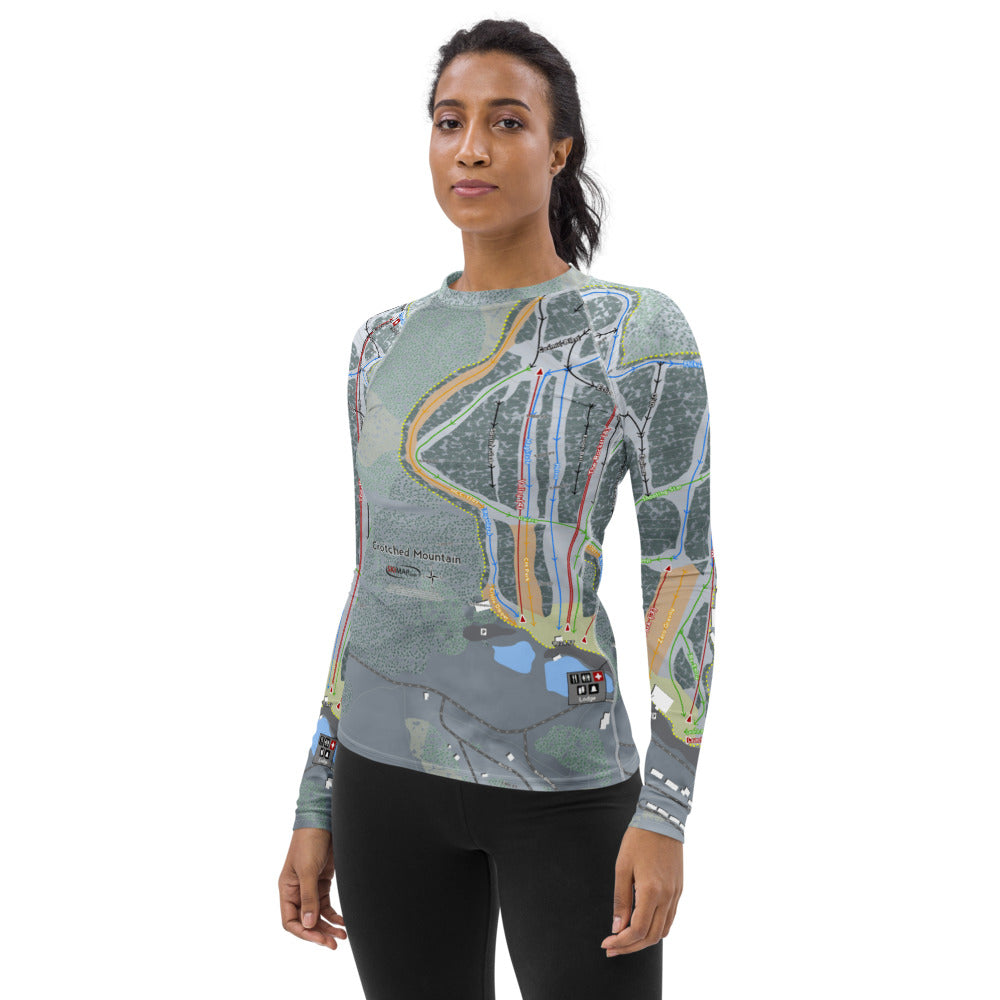 Crotched Mountain, New Hampshire Ski Trail Map Women's Base Layer Top - Powderaddicts