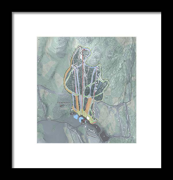 Crotched Mountain Ski Trail Map  - Framed Print - Powderaddicts