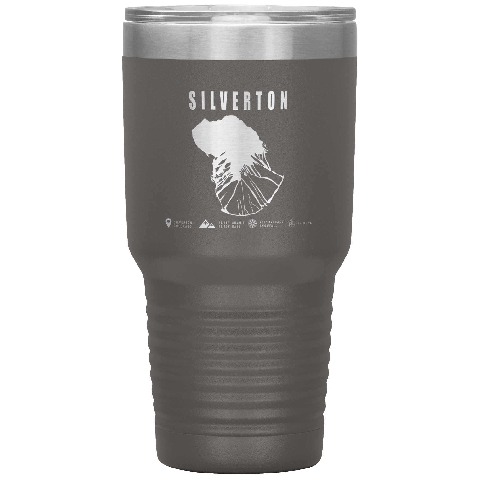 Silverton Colorado Ski Trail Map 30oz Tumbler - Powderaddicts