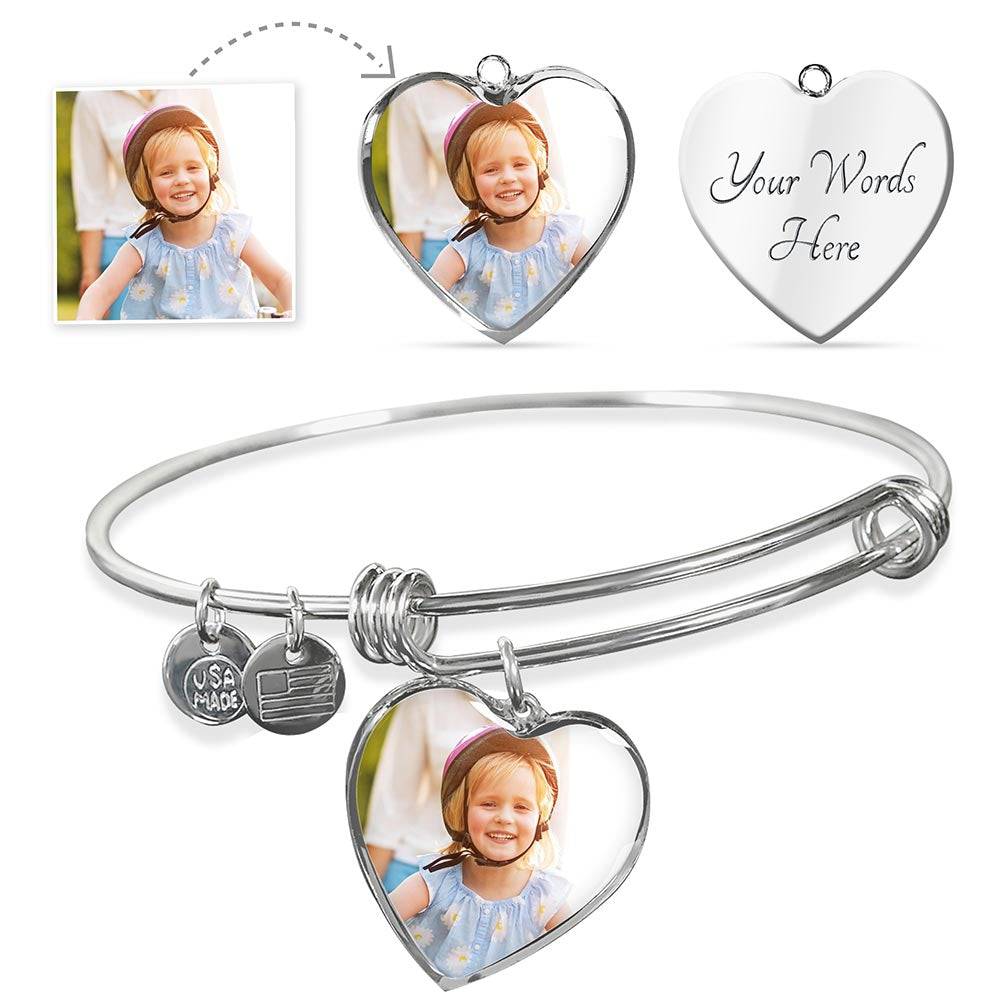 Custom Photo Heart Bangle - Powderaddicts