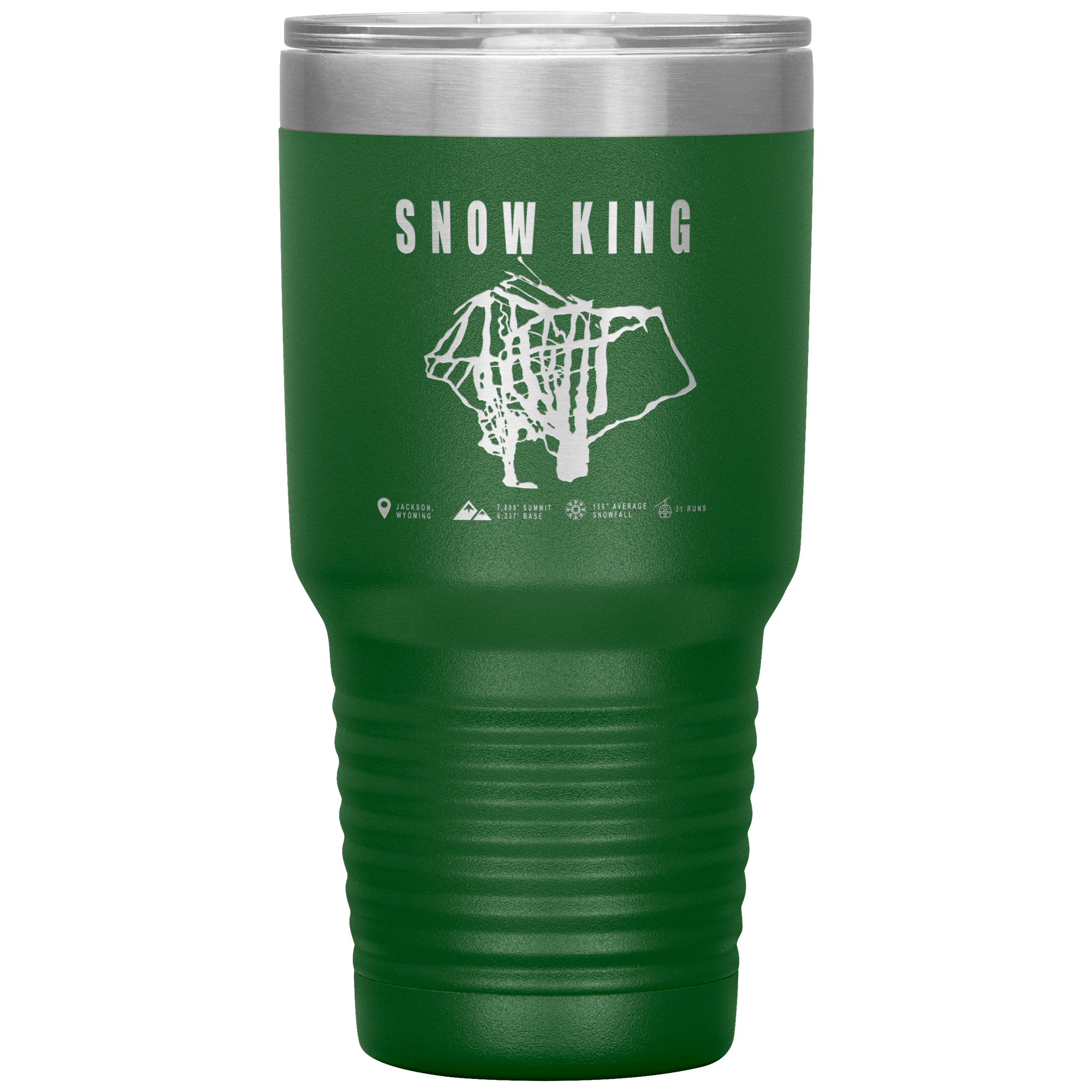 Snow King Wyoming Ski Trail Map 30oz Tumbler - Powderaddicts