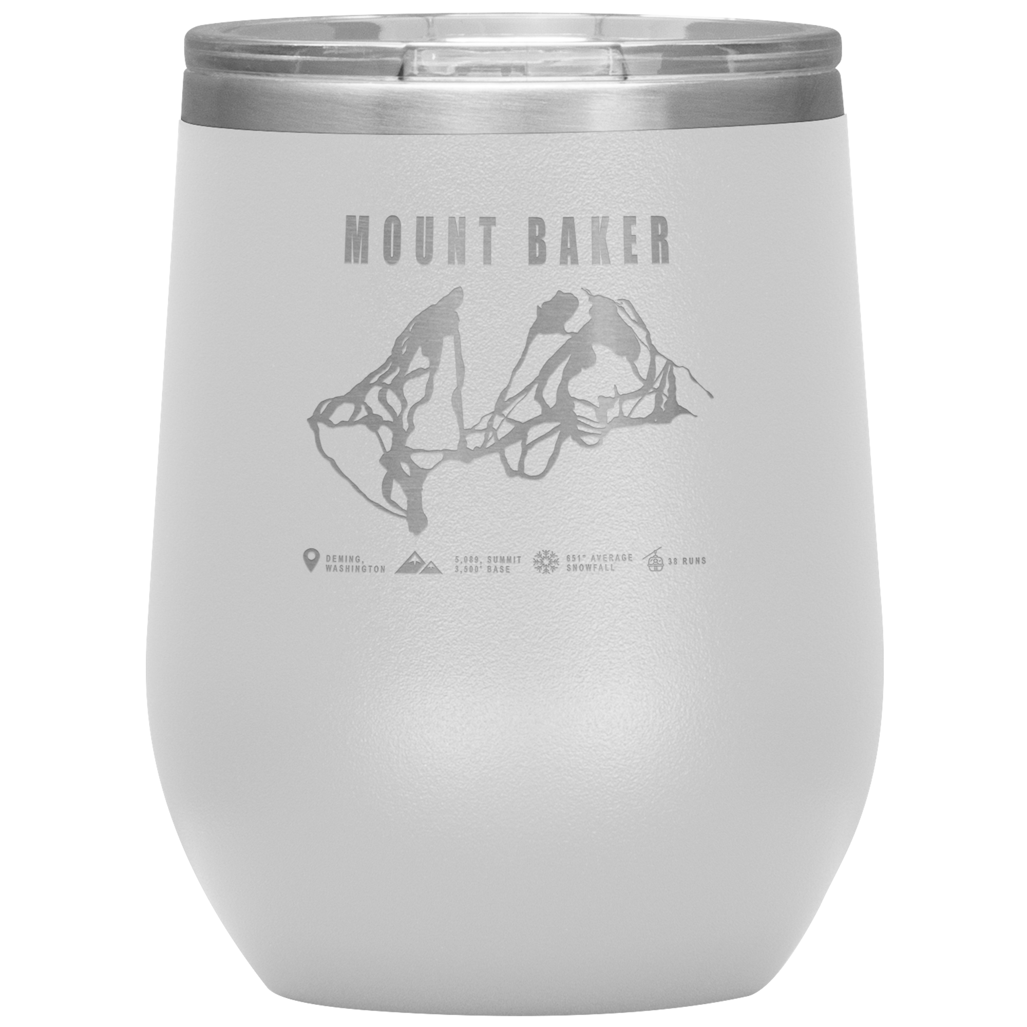 Mount Baker, Washington Ski Trail Map Wine 12oz Tumbler - Powderaddicts