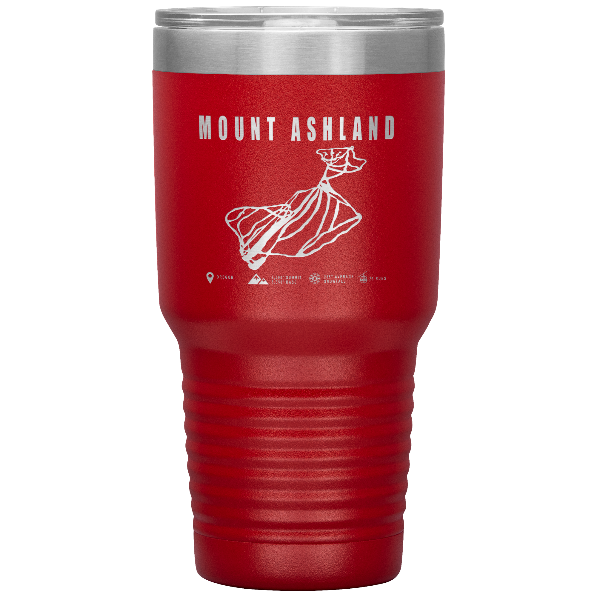 Mount Ashland, Oregon Ski Trail Map 30oz Tumbler - Powderaddicts