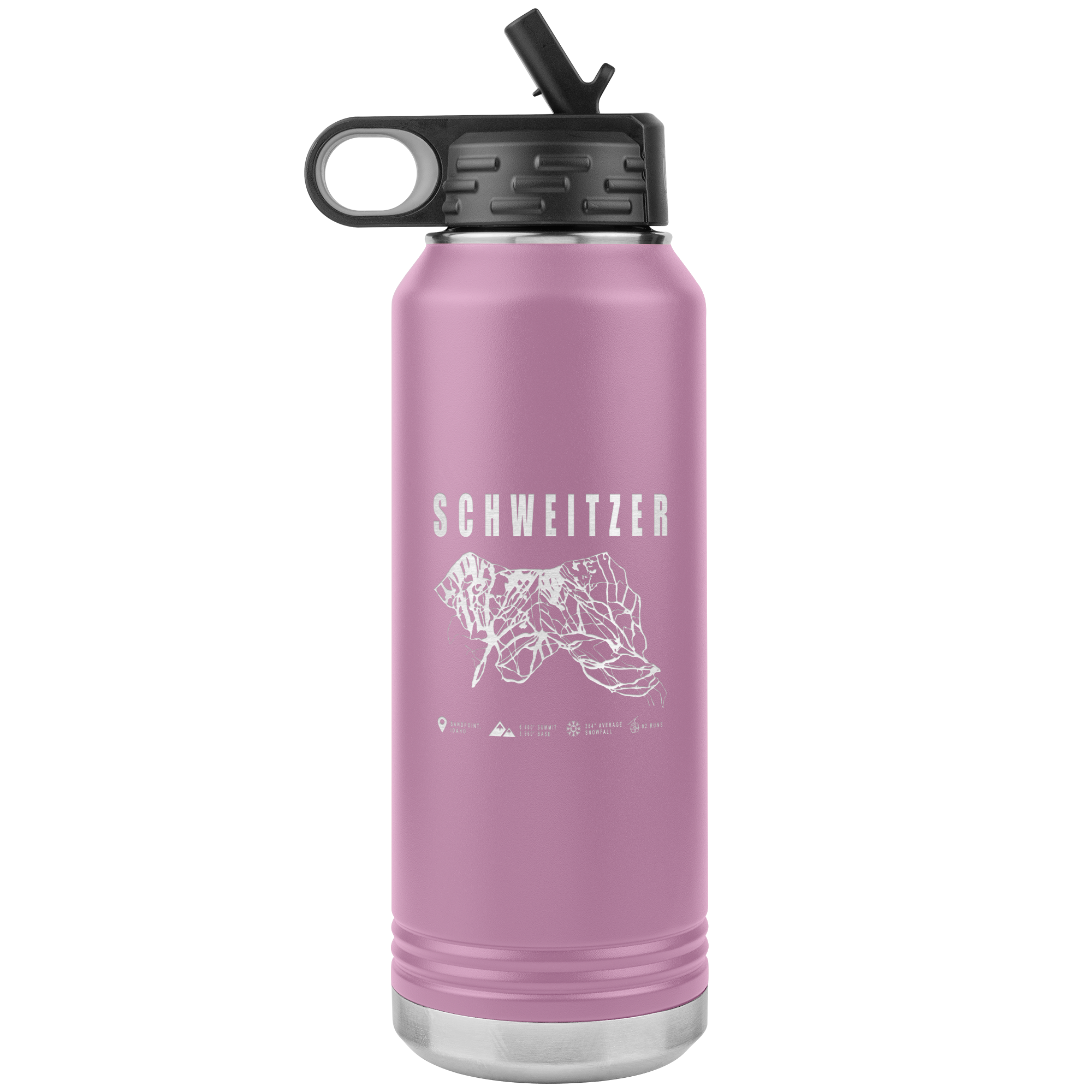 Schweitzer Idaho Ski Trail Map 32oz Water Bottle Tumbler - Powderaddicts