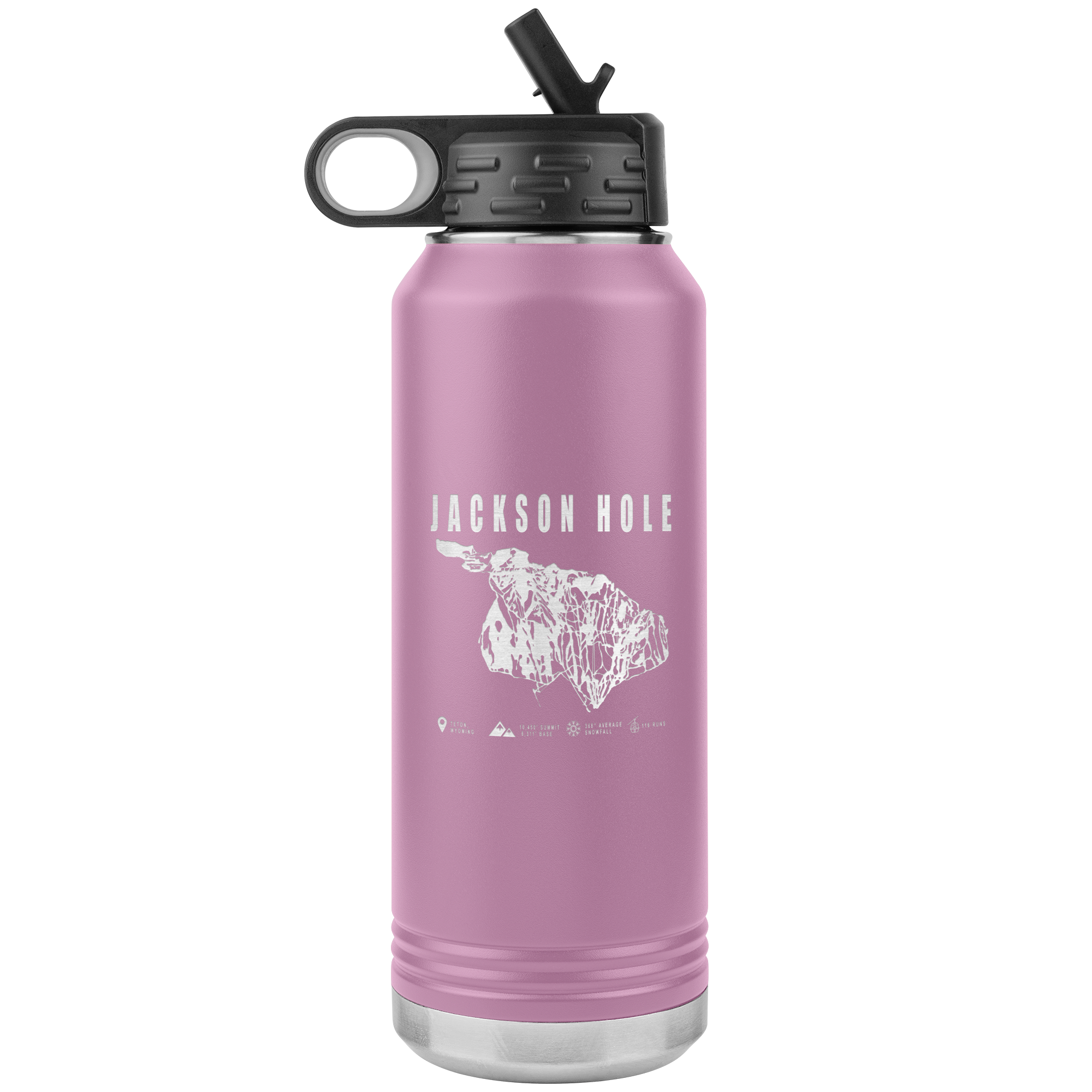 Jackson Hole Wyoming Ski Trail Map 32oz Water Bottle Tumbler - Powderaddicts