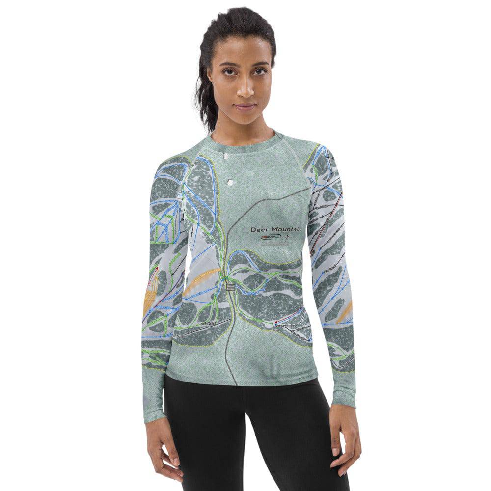 Deer Mountain, South Dakota Ski Trail Map Women&#39;s Base Layer Top - Powderaddicts