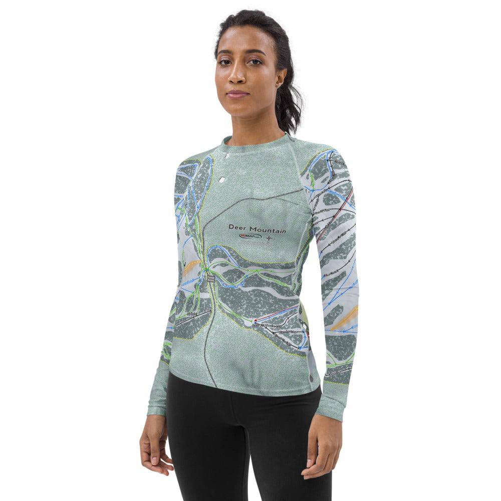 Deer Mountain, South Dakota Ski Trail Map Women's Base Layer Top - Powderaddicts