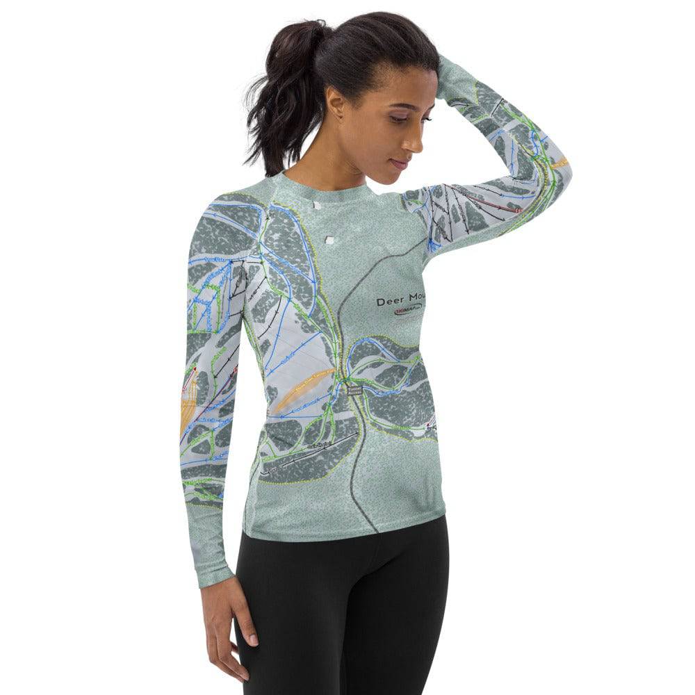 Deer Mountain, South Dakota Ski Trail Map Women's Base Layer Top - Powderaddicts