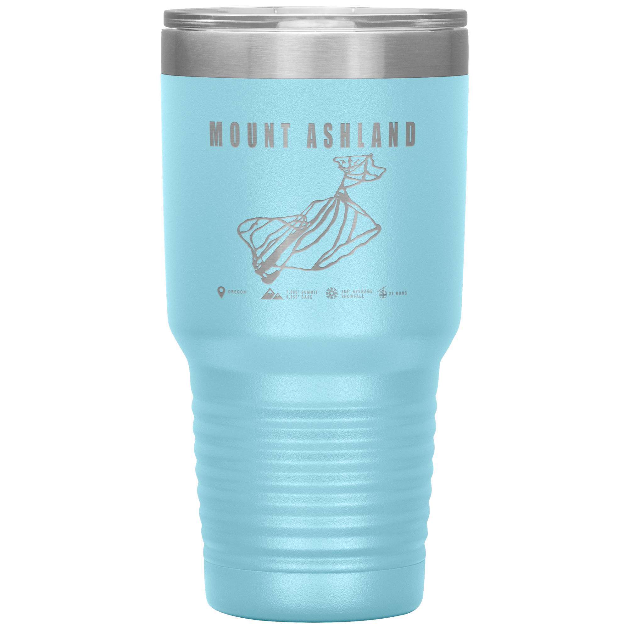 Mount Ashland, Oregon Ski Trail Map 30oz Tumbler - Powderaddicts