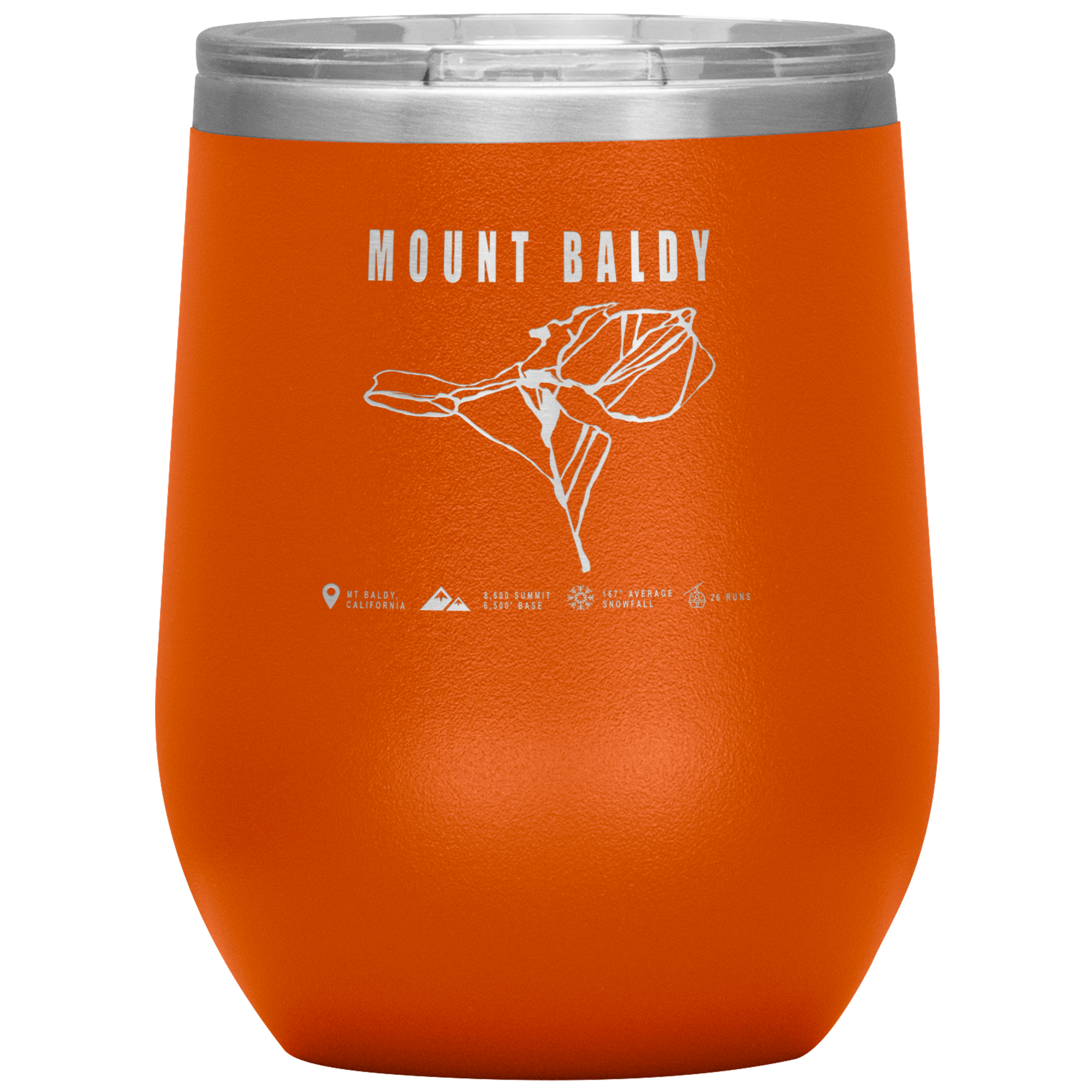 Mount Baldy, California Ski Trail Map Wine 12oz Tumbler - Powderaddicts