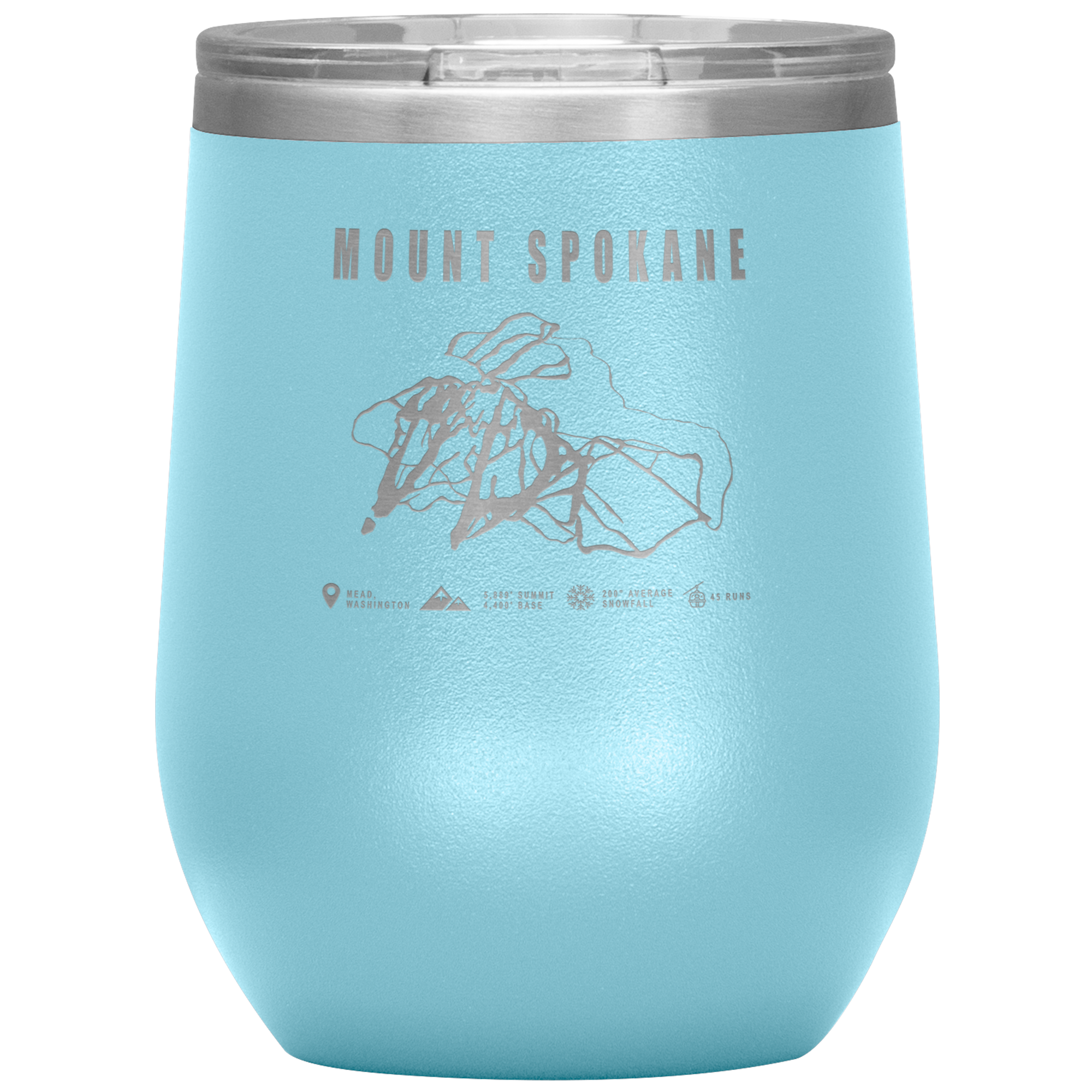 Mount Spokane, Washington Ski Trail Map Wine 12oz Tumbler - Powderaddicts